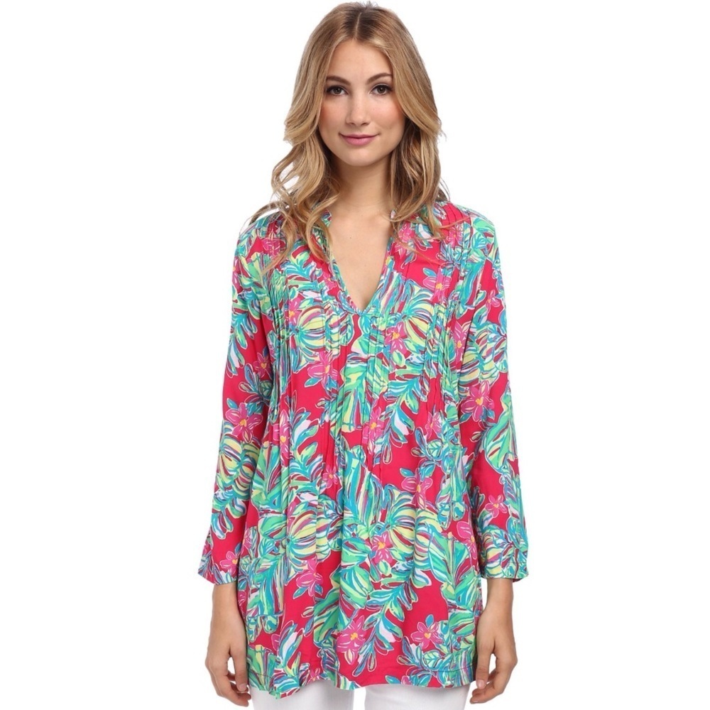 Lilly Pulitzer floral boho Tunic Top Sarasota Size‎ XXS